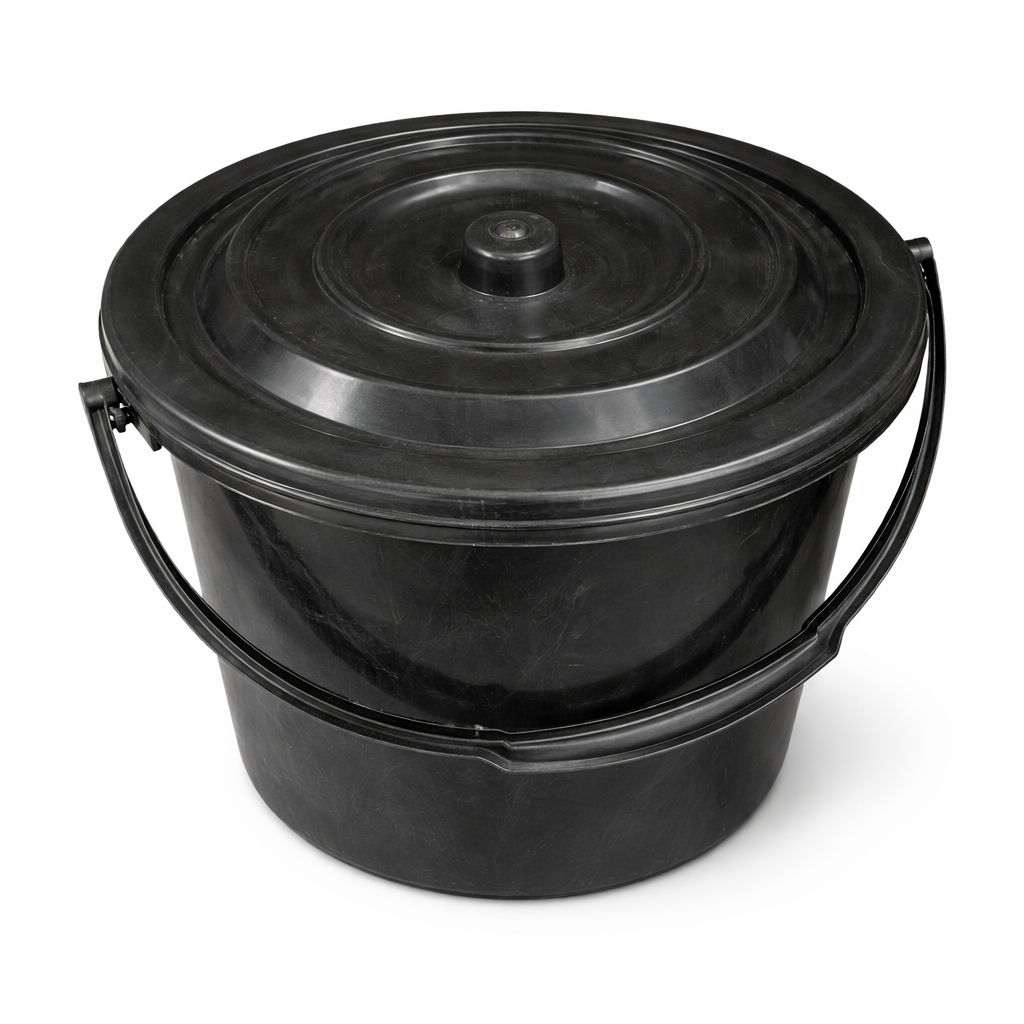Large Plastic Storage Bucket with Lid and Carry Handle